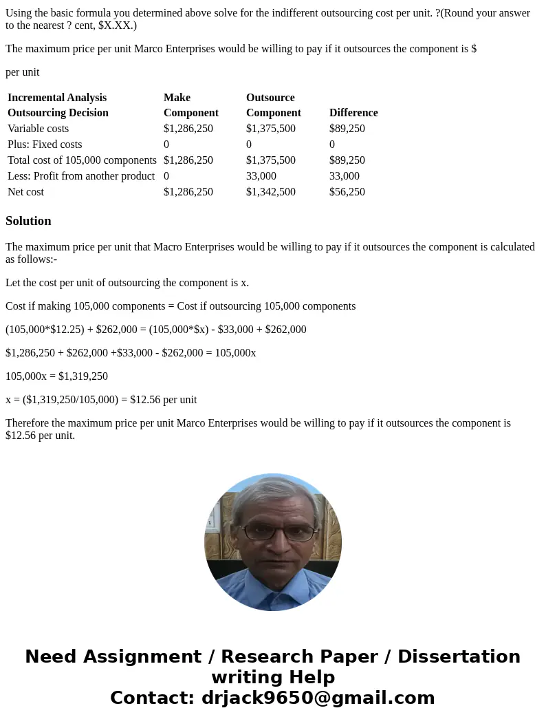 Marco Enterprises manufactures one of the components used to assemble its main company product. Specialty? Products, Inc., has offered to make the component at 