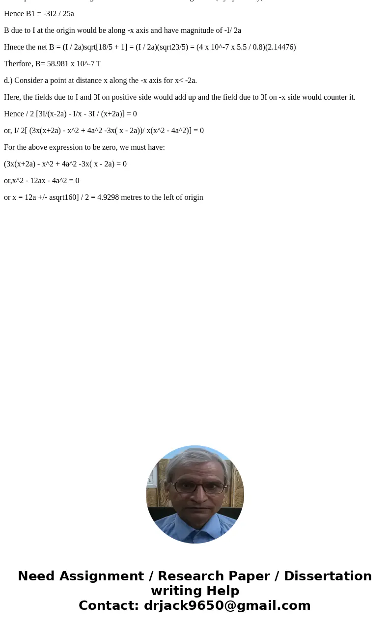 Please do all 4 parts I am confused!!! The picture below shows a cross-sectional view through three long straight current-carrying wires, which are each carryin Please do all 4 parts I am confused!!! The picture below shows a cross-sectional view through three long straight current-carrying wires, which are each carryin