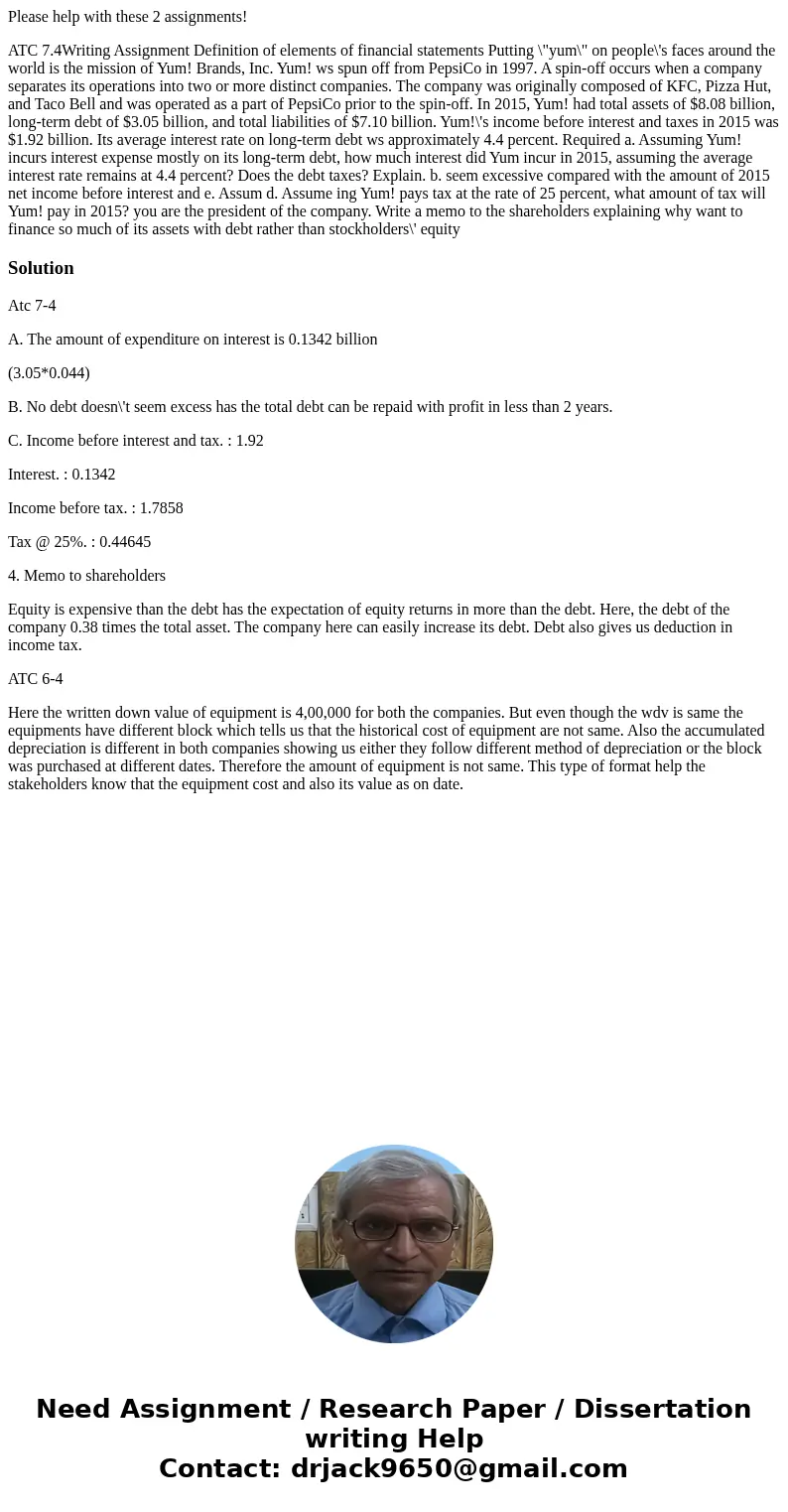 Please help with these 2 assignments! ATC 7.4Writing Assignment Definition of elements of financial statements Putting \ Please help with these 2 assignments! ATC 7.4Writing Assignment Definition of elements of financial statements Putting \