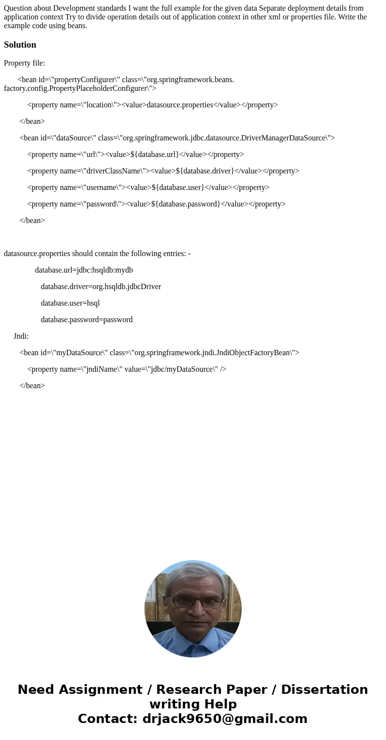 Question about Development standards I want the full example for the given data Separate deployment details from application context Try to divide operation de  Question about Development standards I want the full example for the given data Separate deployment details from application context Try to divide operation de