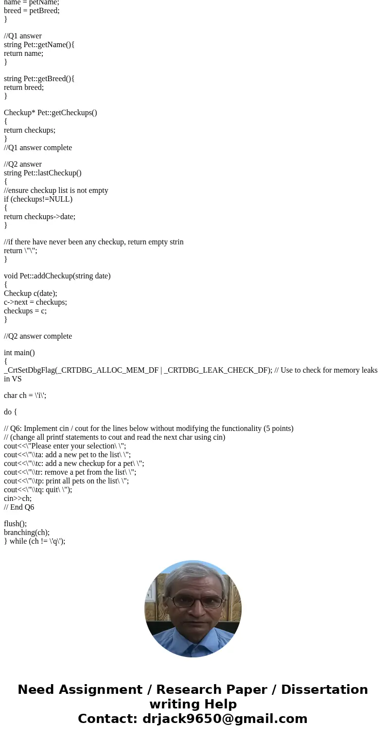 // READ BEFORE YOU START: // You are given a partially completed program that creates a list of pets with their list of checkups. // Each pet has the correspon  // READ BEFORE YOU START: // You are given a partially completed program that creates a list of pets with their list of checkups. // Each pet has the correspon