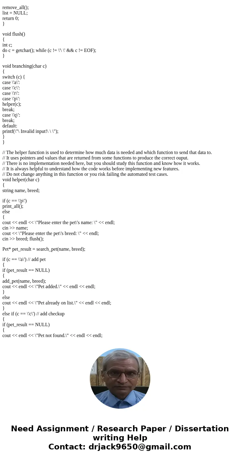 // READ BEFORE YOU START: // You are given a partially completed program that creates a list of pets with their list of checkups. // Each pet has the correspon  // READ BEFORE YOU START: // You are given a partially completed program that creates a list of pets with their list of checkups. // Each pet has the correspon