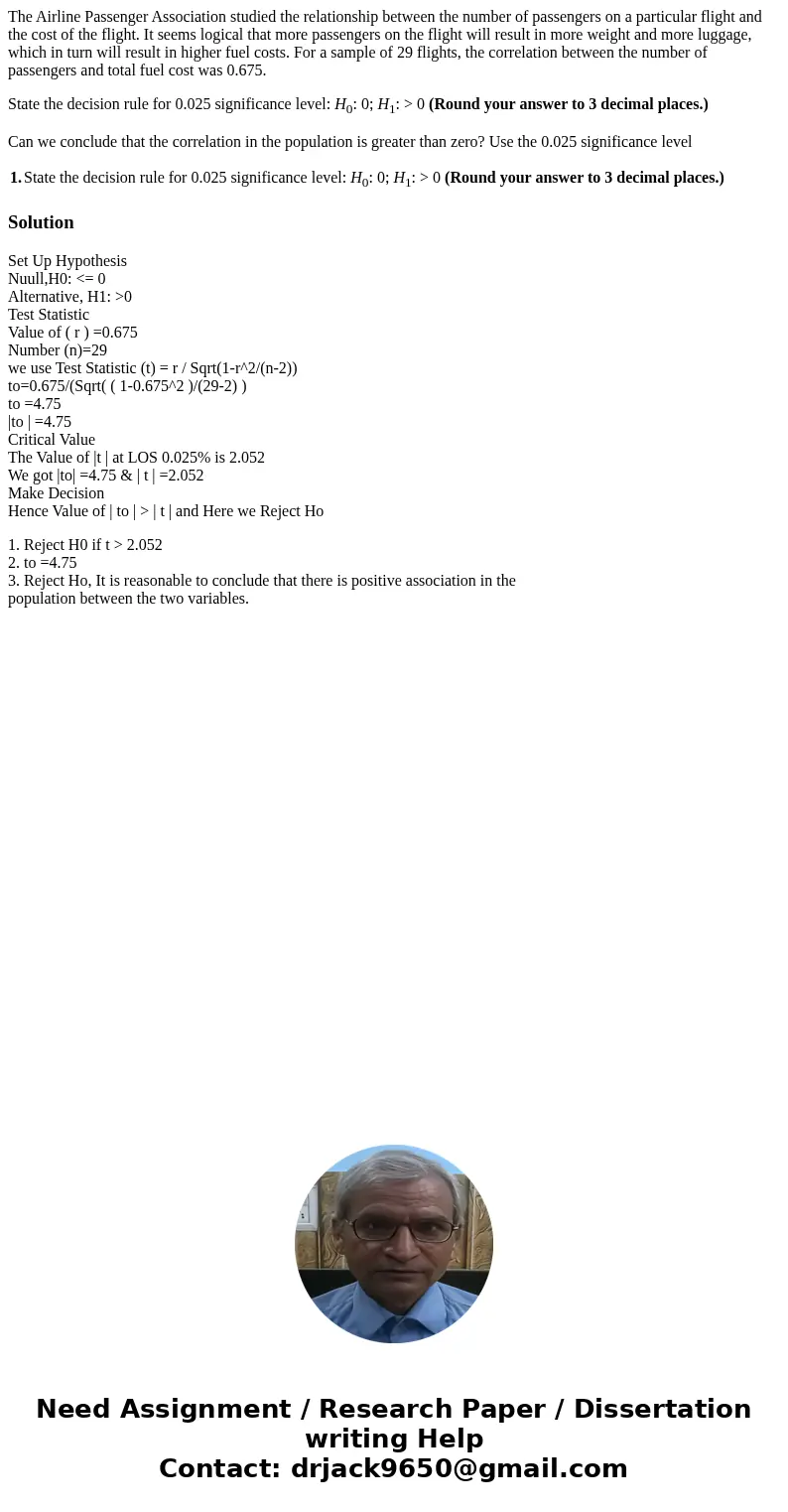 The Airline Passenger Association studied the relationship between the number of passengers on a particular flight and the cost of the flight. It seems logical  The Airline Passenger Association studied the relationship between the number of passengers on a particular flight and the cost of the flight. It seems logical