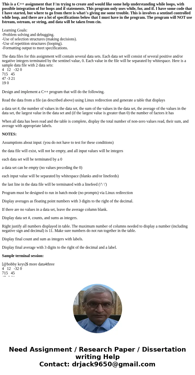 This is a C++ assignment that I\'m trying to create and would like some help understanding while loops, with possible integration of for loops and if statements This is a C++ assignment that I\'m trying to create and would like some help understanding while loops, with possible integration of for loops and if statements
