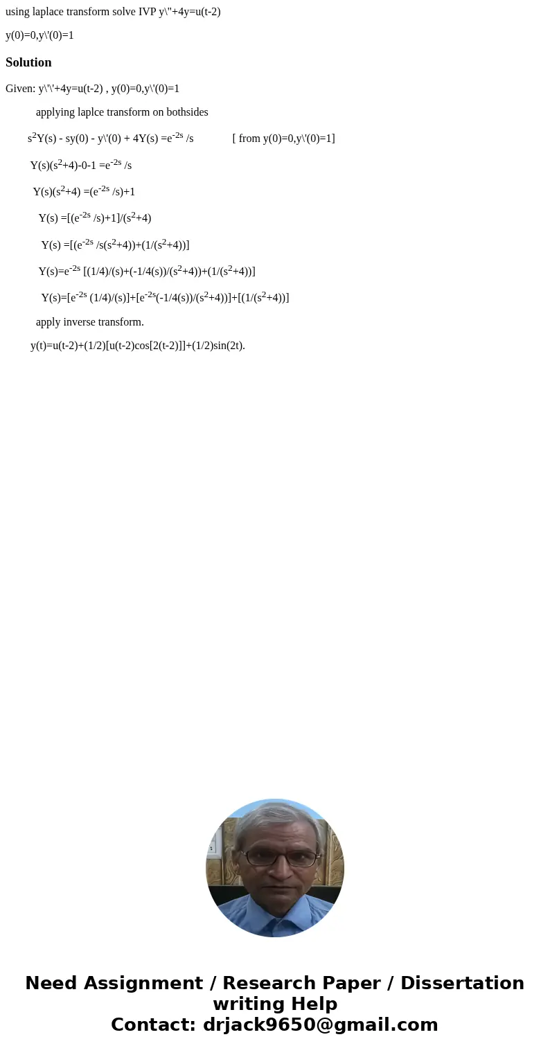 using laplace transform solve IVP y\