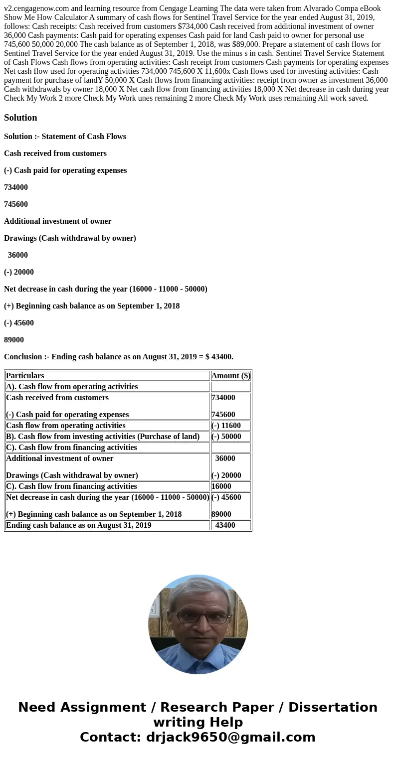 v2.cengagenow.com and learning resource from Cengage Learning The data were taken from Alvarado Compa eBook Show Me How Calculator A summary of cash flows for   v2.cengagenow.com and learning resource from Cengage Learning The data were taken from Alvarado Compa eBook Show Me How Calculator A summary of cash flows for