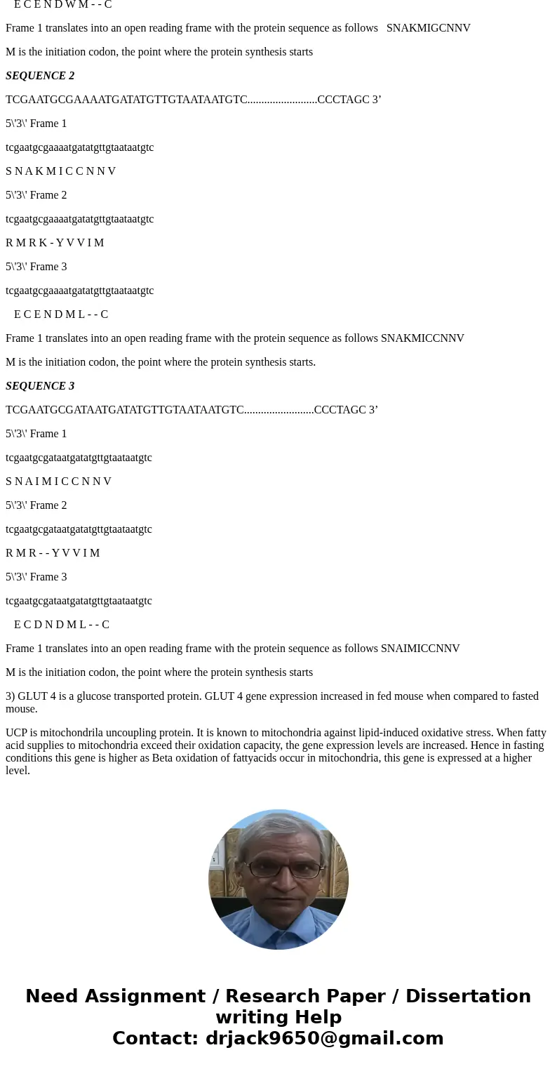 1. Finding the most likely open Reading Frame (ORF A. Use the single sequence below (repeated for ease of labeling) to draw in each of three possible reading f  1. Finding the most likely open Reading Frame (ORF A. Use the single sequence below (repeated for ease of labeling) to draw in each of three possible reading f