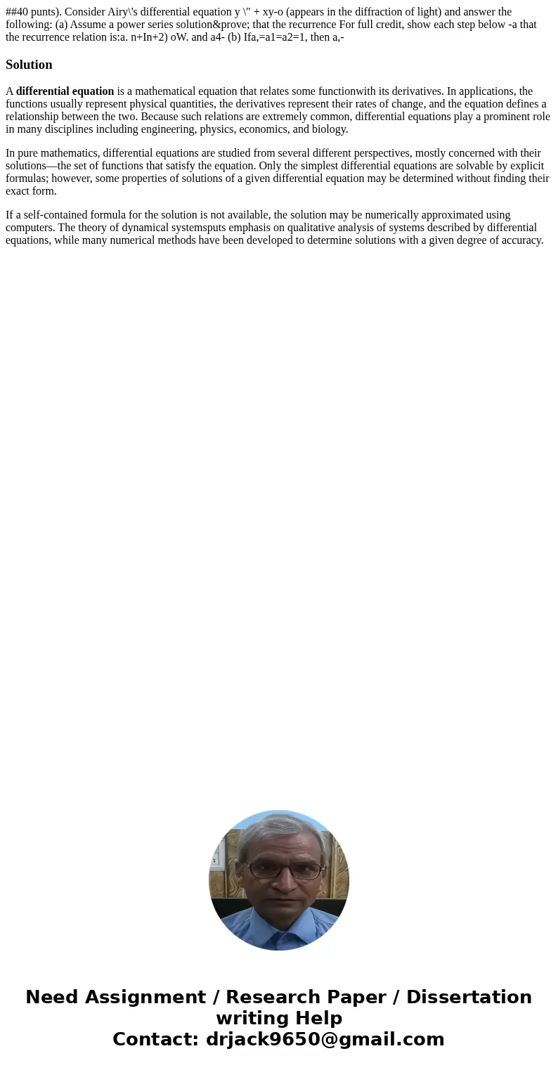  ##40 punts). Consider Airy\'s differential equation y \