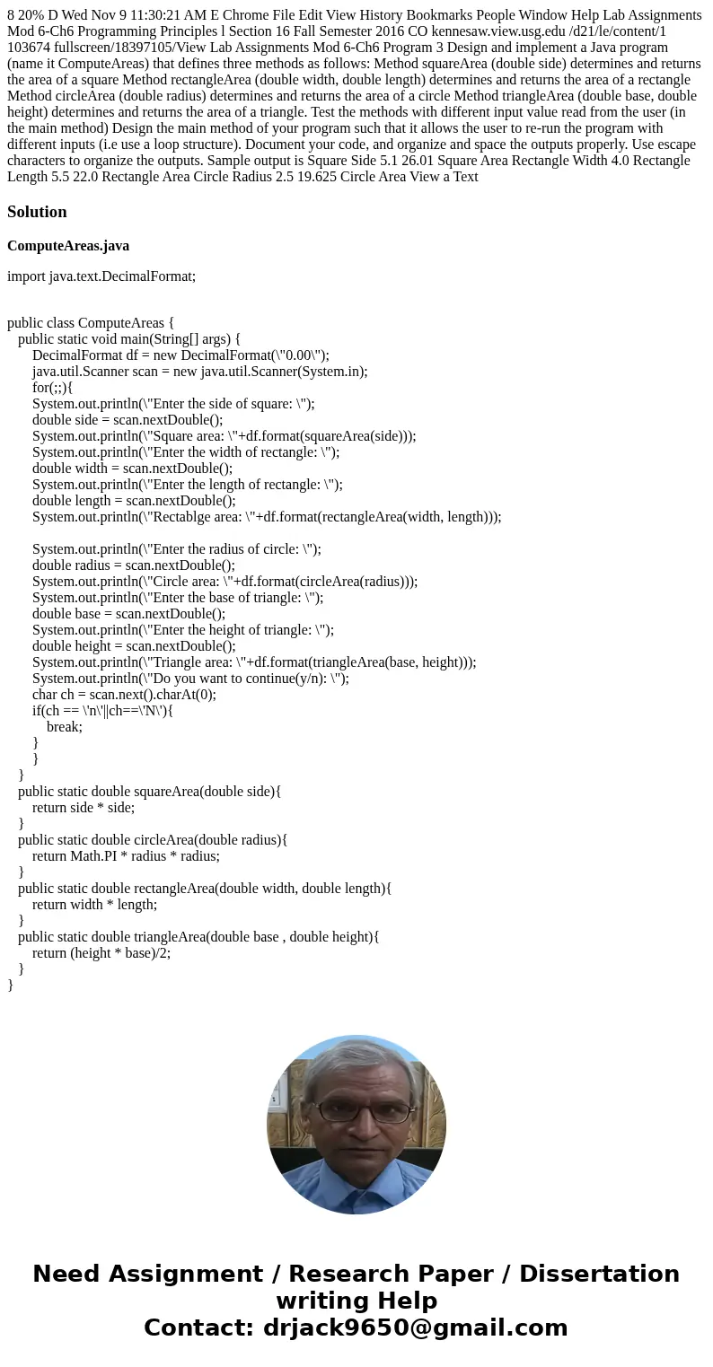 8 20% D Wed Nov 9 11:30:21 AM E Chrome File Edit View History Bookmarks People Window Help Lab Assignments Mod 6-Ch6 Programming Principles l Section 16 Fall S  8 20% D Wed Nov 9 11:30:21 AM E Chrome File Edit View History Bookmarks People Window Help Lab Assignments Mod 6-Ch6 Programming Principles l Section 16 Fall S