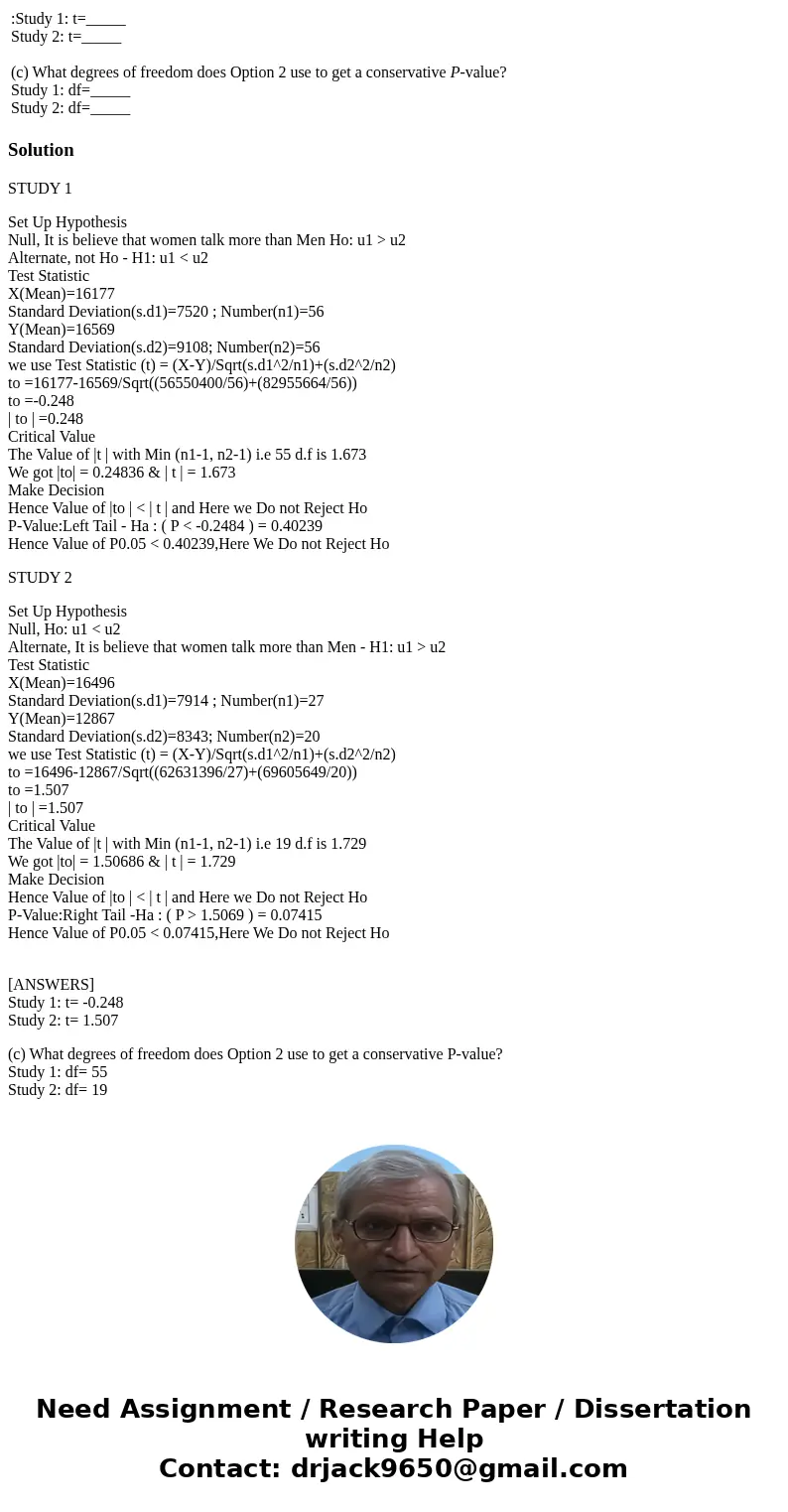 8. This exercise is based on summary statistics rather than raw data. This information is typically all that is presented in published reports. You can perform  8. This exercise is based on summary statistics rather than raw data. This information is typically all that is presented in published reports. You can perform