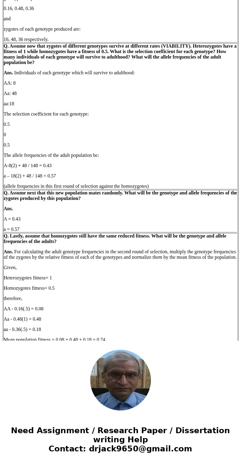 A gene with alleles A and a determines coat color in mice. The initial allele frequencies in the population are A = 0.4 and a = 0.6. Following random mating and