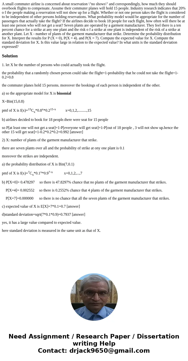 A small commuter airline is concerned about reservation \  A small commuter airline is concerned about reservation \