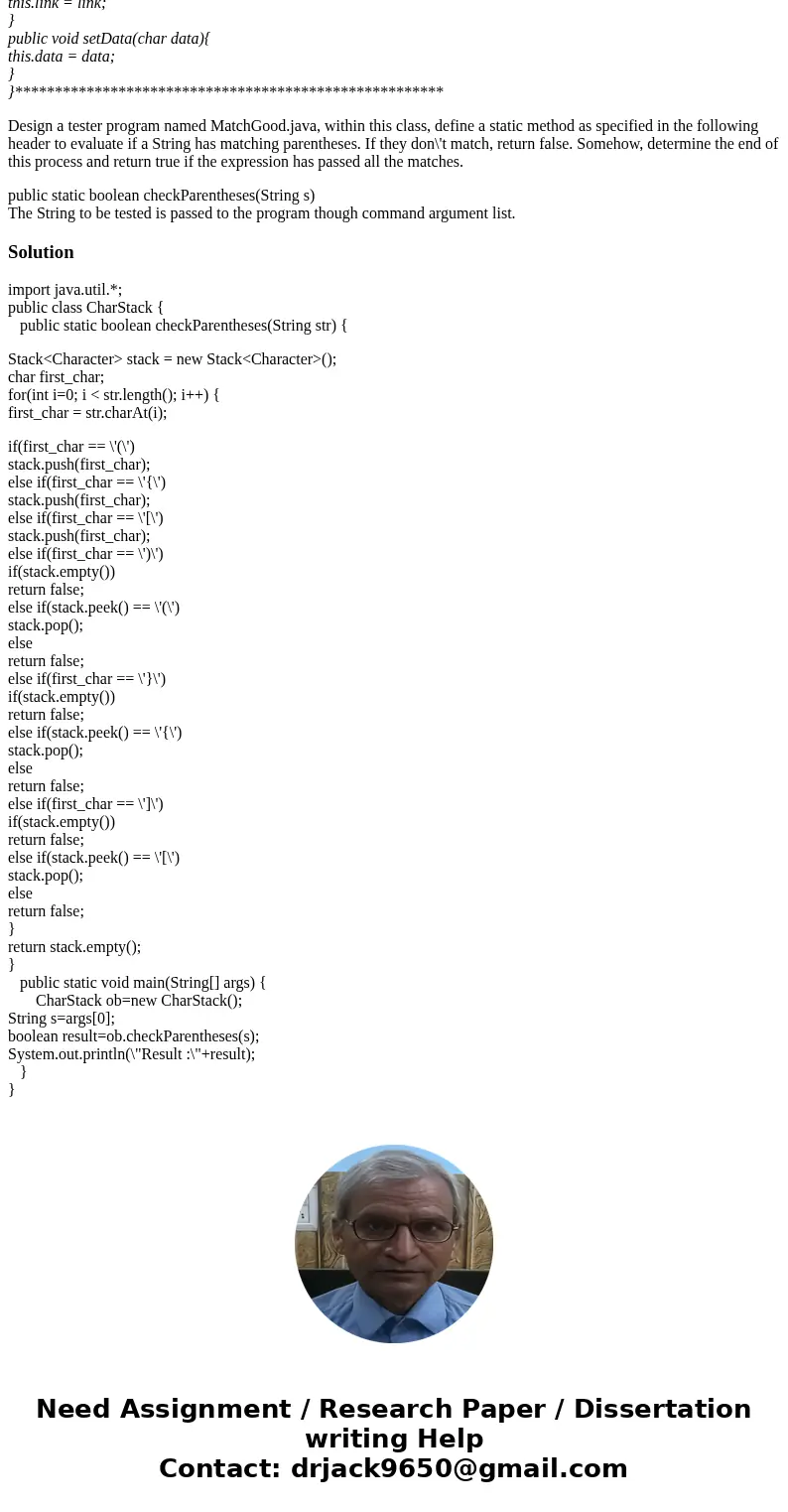 Algorithm----The task is to determine whether the grouping symbols--parentheses, brackets, curly braces, etc.--in an arithmetic expression, such as [(9+2)*9]), 