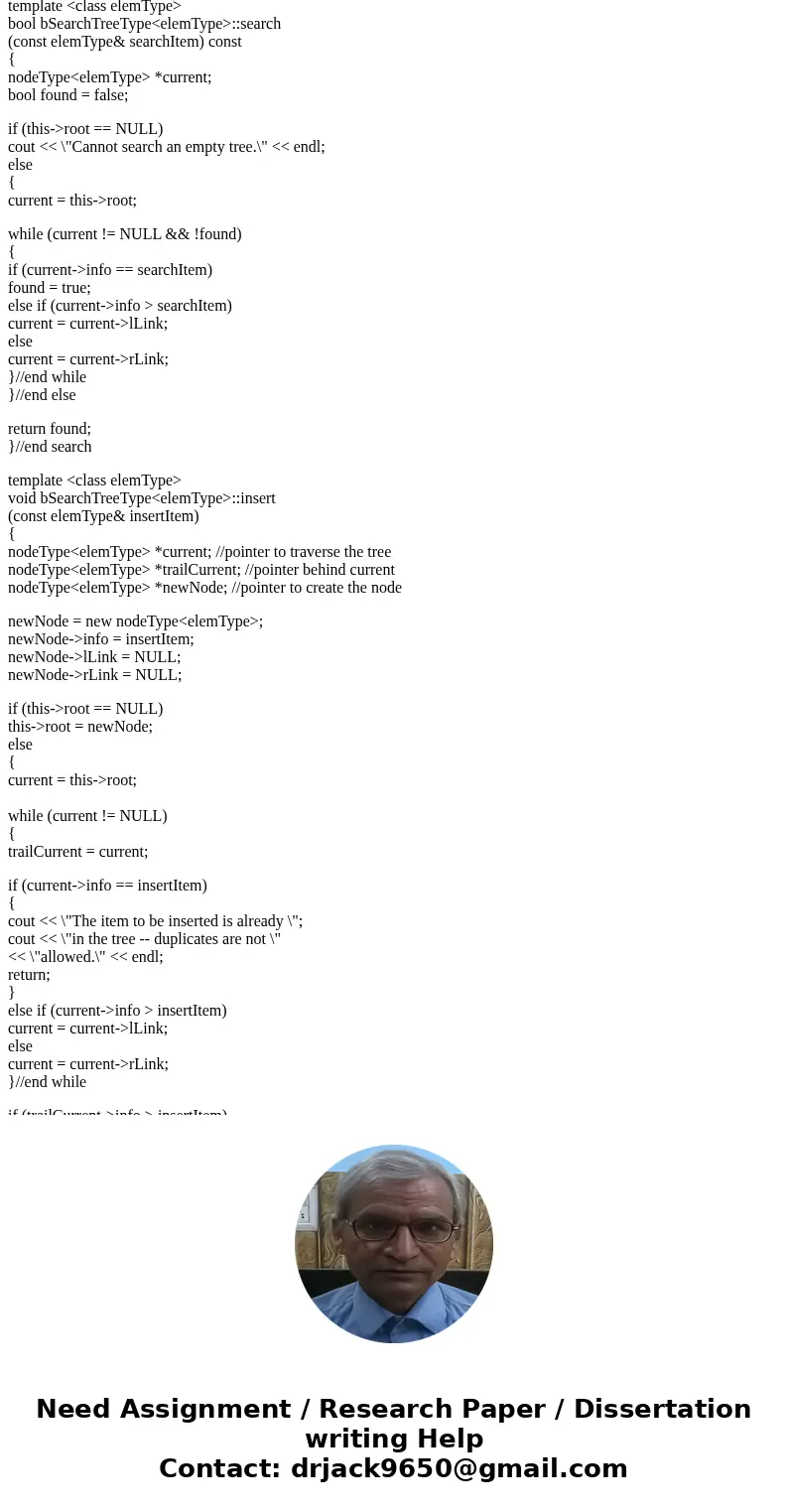 (C++) Add these three functions to the class binaryTreeType (provided below). Write the definition of the function, nodeCount, that returns the number of nodes  (C++) Add these three functions to the class binaryTreeType (provided below). Write the definition of the function, nodeCount, that returns the number of nodes