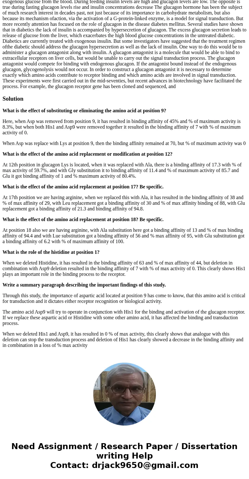 Case 26 The Role of Specific Amino Acids in the Peptide Hormone Glucagon in Receptor Binding and Signal Transduction Focus concept Amino acid side chains impor  Case 26 The Role of Specific Amino Acids in the Peptide Hormone Glucagon in Receptor Binding and Signal Transduction Focus concept Amino acid side chains impor
