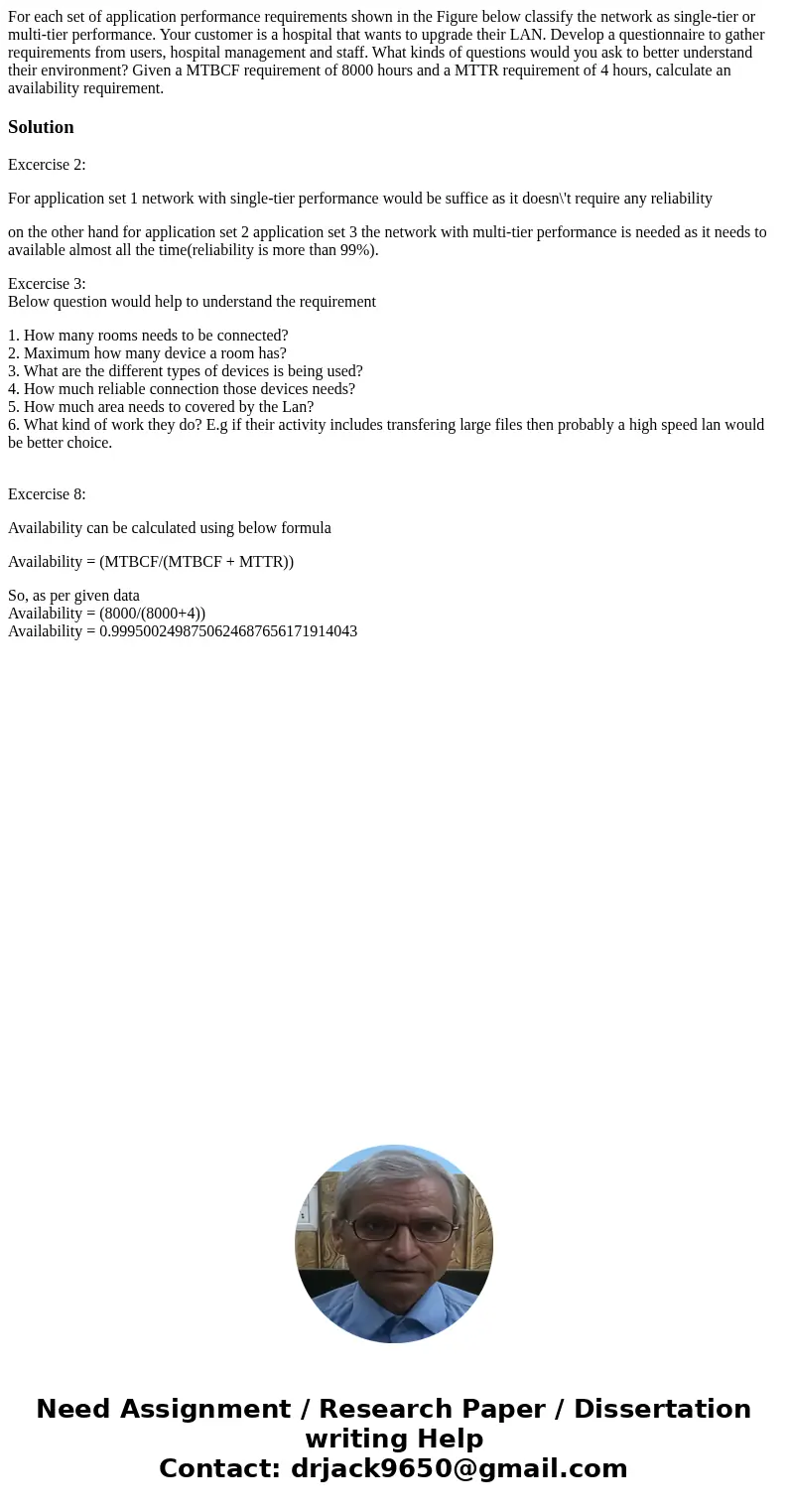 For each set of application performance requirements shown in the Figure below classify the network as single-tier or multi-tier performance. Your customer is   For each set of application performance requirements shown in the Figure below classify the network as single-tier or multi-tier performance. Your customer is