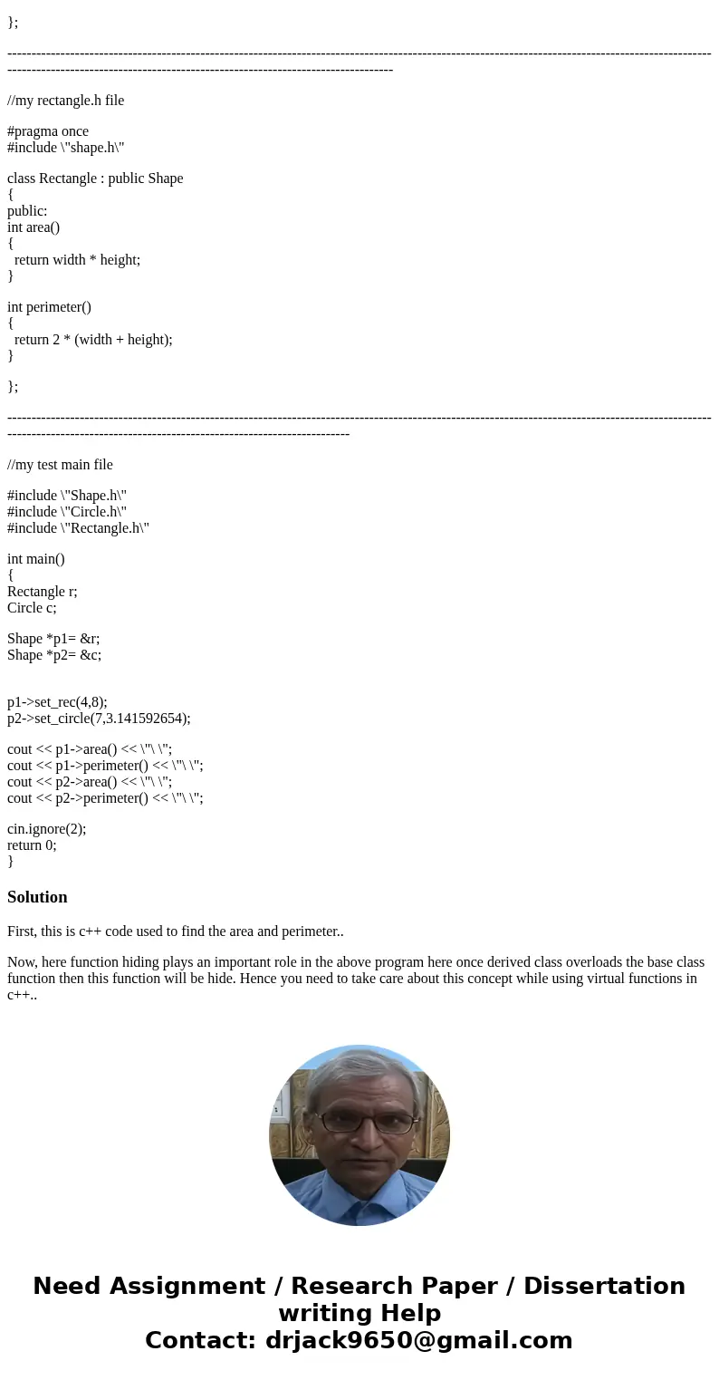 I am trying to run my program code but it is\'nt working, can anyone tell what am I missing? here is my code: //my shape.h file #pragma once #include <iostre I am trying to run my program code but it is\'nt working, can anyone tell what am I missing? here is my code: //my shape.h file #pragma once #include <iostre
