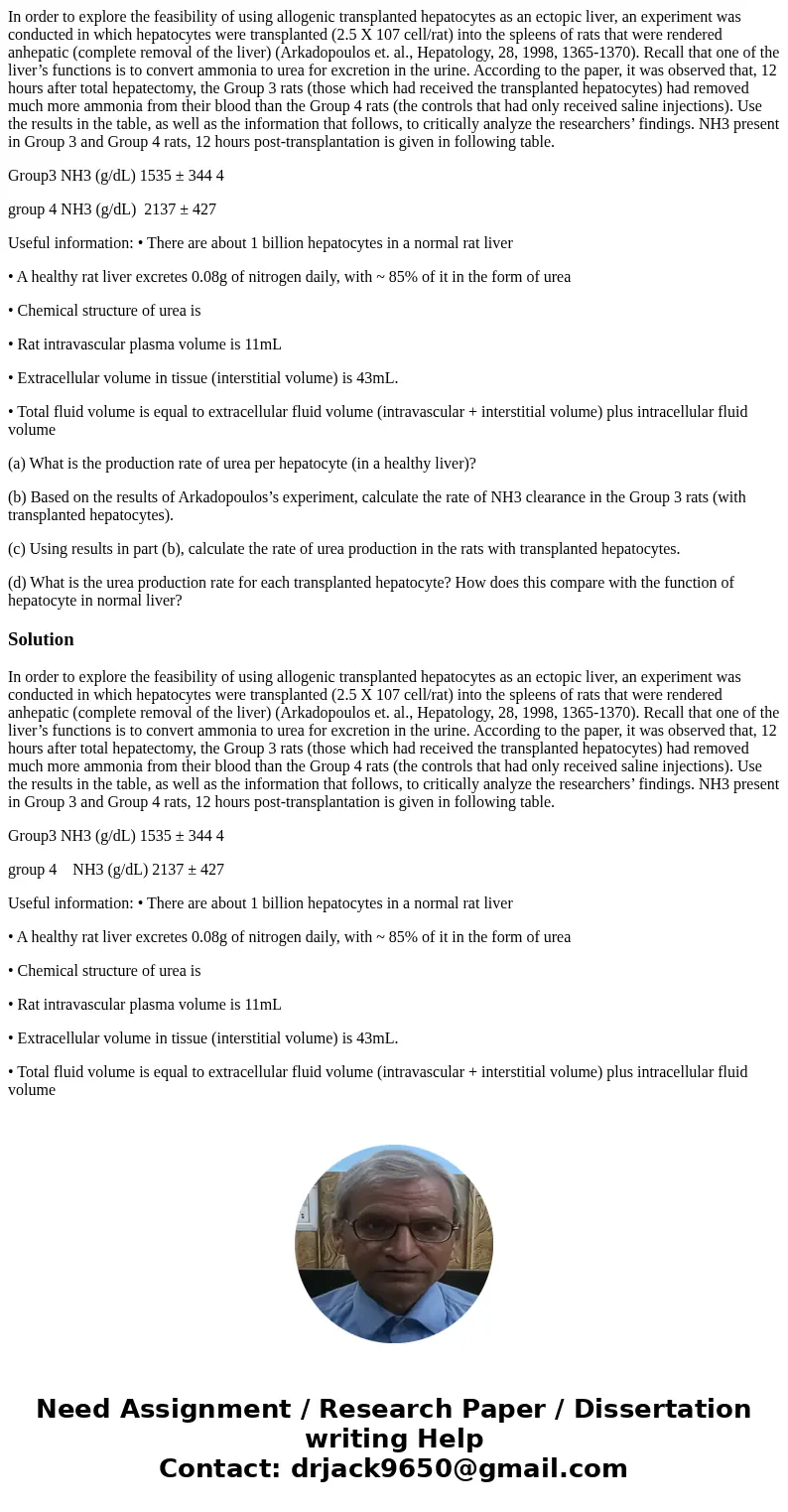 In order to explore the feasibility of using allogenic transplanted hepatocytes as an ectopic liver, an experiment was conducted in which hepatocytes were trans In order to explore the feasibility of using allogenic transplanted hepatocytes as an ectopic liver, an experiment was conducted in which hepatocytes were trans