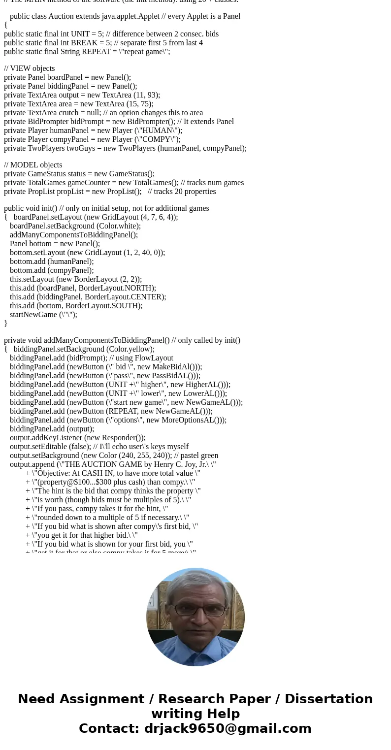 Java Programming Implement an auction application with the following features/functionality: Inputs for an item and minimum bid amount. Inputs for bidder name,  Java Programming Implement an auction application with the following features/functionality: Inputs for an item and minimum bid amount. Inputs for bidder name,