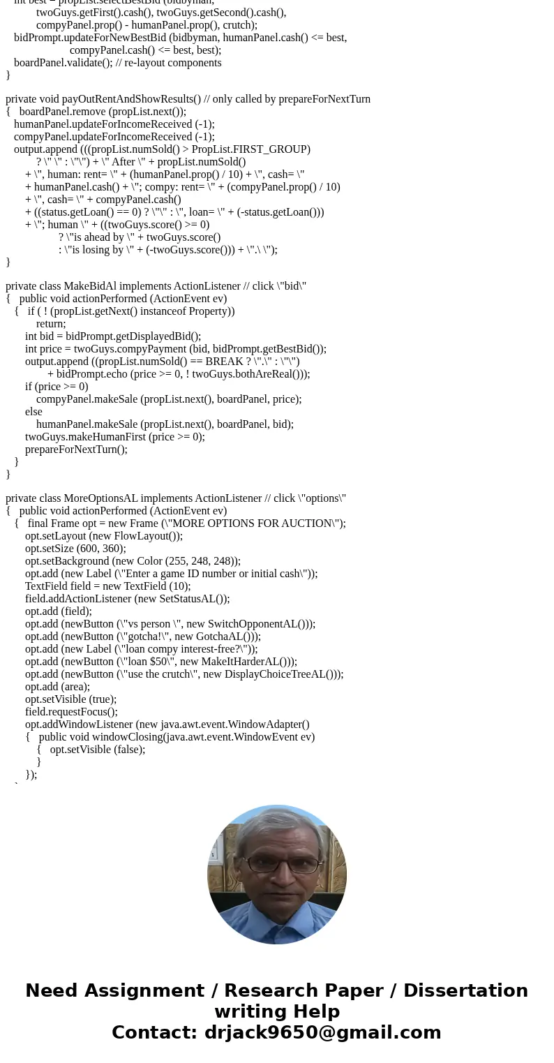 Java Programming Implement an auction application with the following features/functionality: Inputs for an item and minimum bid amount. Inputs for bidder name,  Java Programming Implement an auction application with the following features/functionality: Inputs for an item and minimum bid amount. Inputs for bidder name,