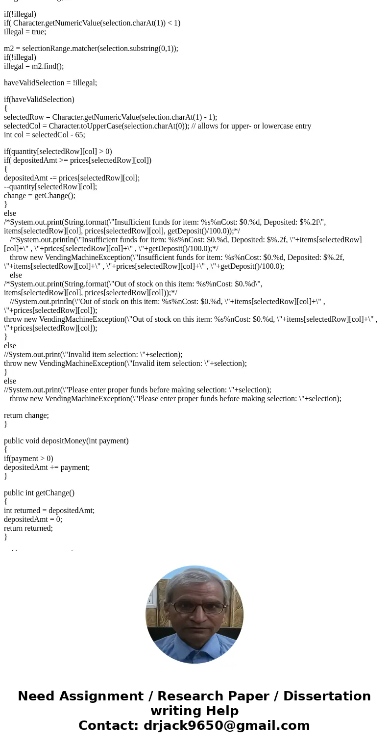 JAVA Vending Machine Exception - Modifying a class to use Exceptions Purpose: to provide an exercise using exceptions. Create a VendingMachineException class de JAVA Vending Machine Exception - Modifying a class to use Exceptions Purpose: to provide an exercise using exceptions. Create a VendingMachineException class de