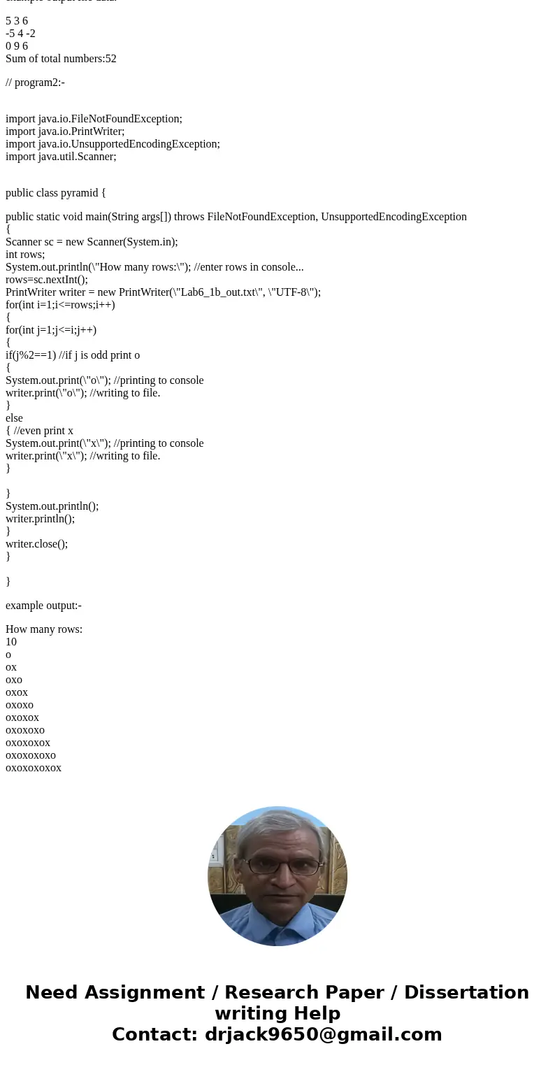 Lab 6_1a: Create an input file Lab6_1a.txt as follows. 3 4 5 3 6 -5 4 -2 0 9 6 -5 3 -1 The first number represents how many rows we want to read and the second  Lab 6_1a: Create an input file Lab6_1a.txt as follows. 3 4 5 3 6 -5 4 -2 0 9 6 -5 3 -1 The first number represents how many rows we want to read and the second