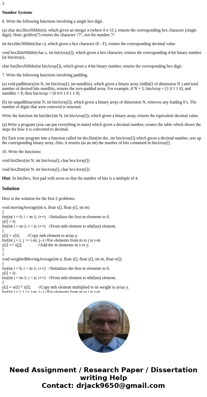 Moving Average 4. (a) Write a function of the form: void movingAverage(int n, float x[], float y[], int m) which takes in an n-dimensional array x and computes 
