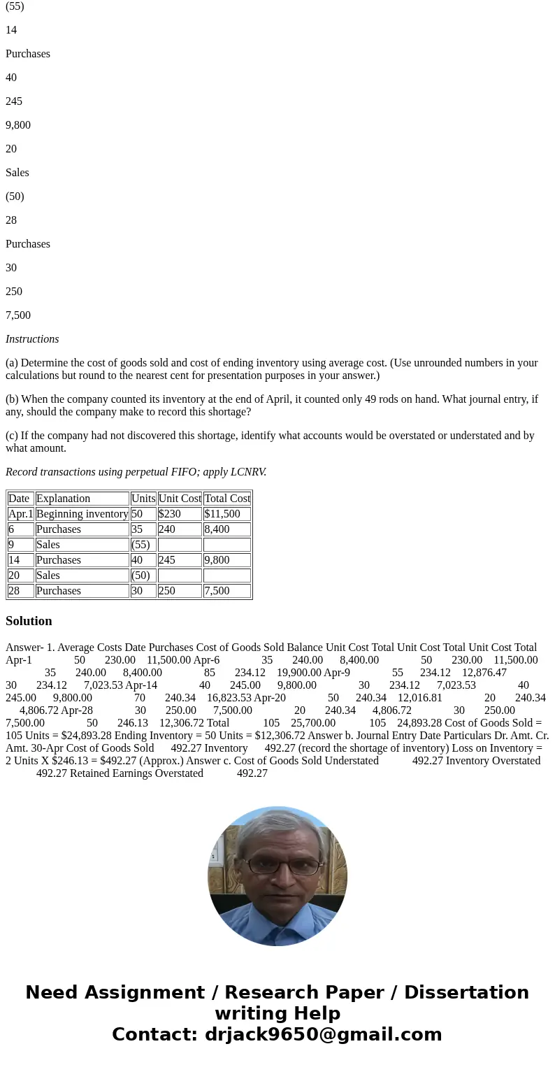 P6-5B Information for BigFishTackle Co. Ltd. is presented in P6.4B. Use the same inventory data and assume that the company uses the perpetual inventory system  P6-5B Information for BigFishTackle Co. Ltd. is presented in P6.4B. Use the same inventory data and assume that the company uses the perpetual inventory system