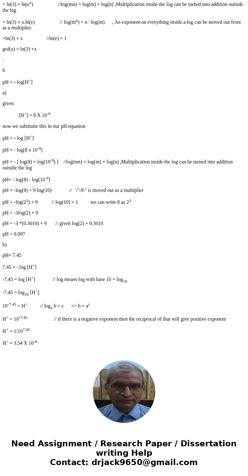 Please Answer 6 a. and b. as well as 8 a. and b. 8. For the functions f(x)=ex and g(x)=ln3x b, (g of)(x) (simplify using rules for logarithms and In3s 1.0986) P Please Answer 6 a. and b. as well as 8 a. and b. 8. For the functions f(x)=ex and g(x)=ln3x b, (g of)(x) (simplify using rules for logarithms and In3s 1.0986) P