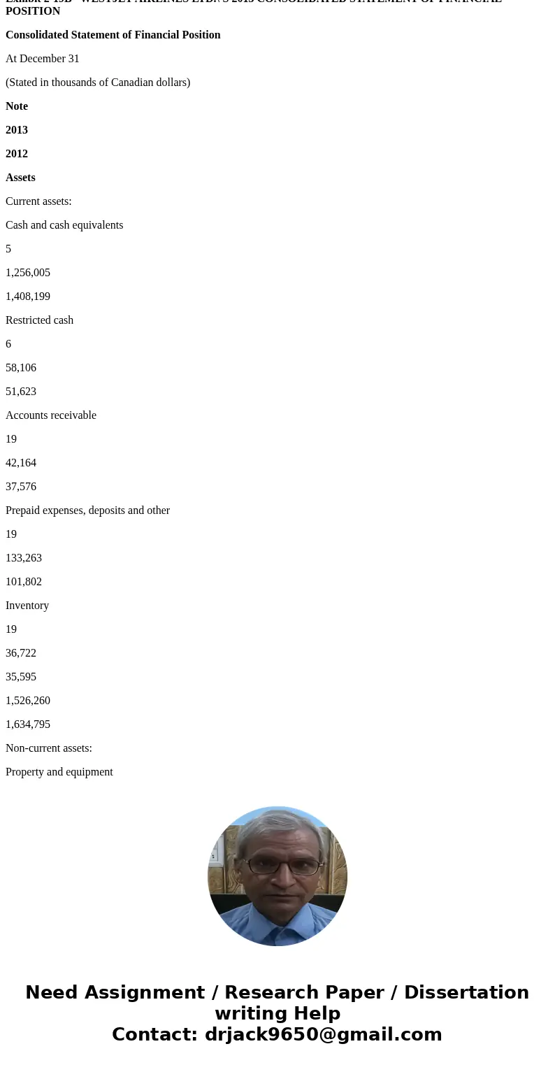 Please, I need correct answers and clear explanation of the following b,c and e questions. Thanks, Using the West Jet Financial statements, answer the following