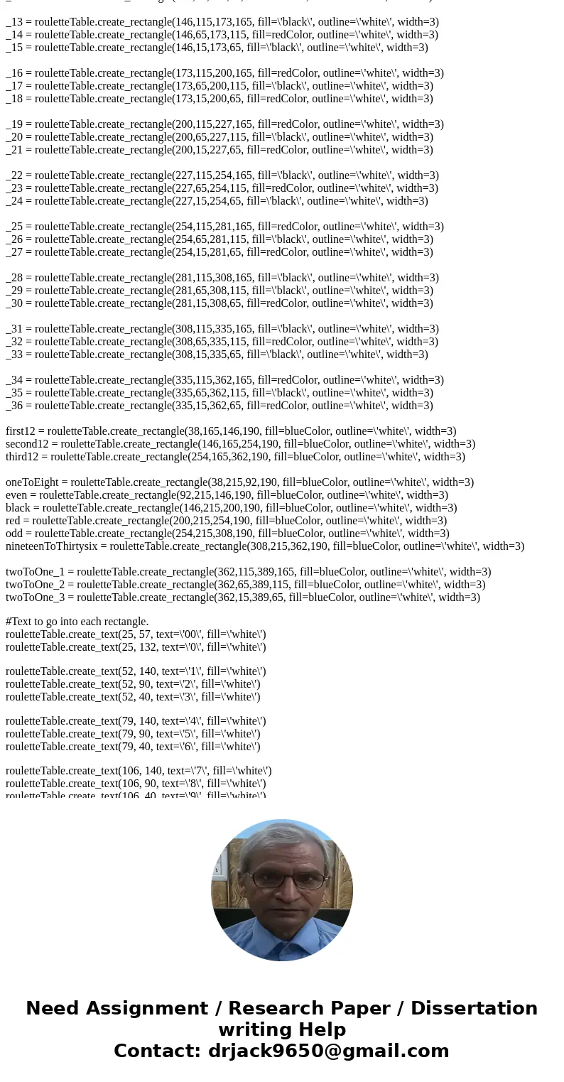 Problem: You are to develop a program that simulates playing roulette. The roulette wheel will be a modified version of an actual roulette wheel. It will only c Problem: You are to develop a program that simulates playing roulette. The roulette wheel will be a modified version of an actual roulette wheel. It will only c