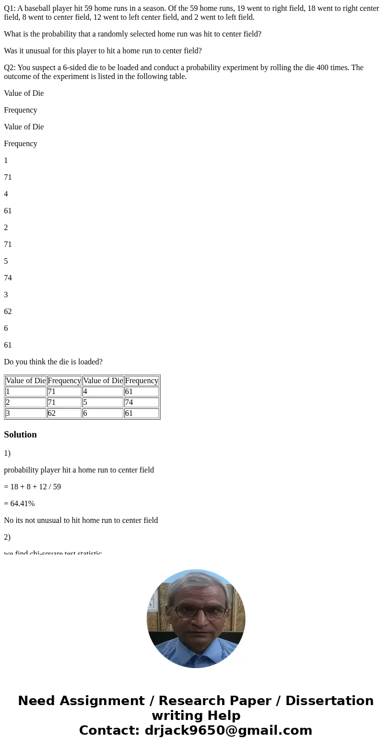 Q1: A baseball player hit 59 home runs in a season. Of the 59 home runs, 19 went to right field, 18 went to right center field, 8 went to center field, 12 went  Q1: A baseball player hit 59 home runs in a season. Of the 59 home runs, 19 went to right field, 18 went to right center field, 8 went to center field, 12 went