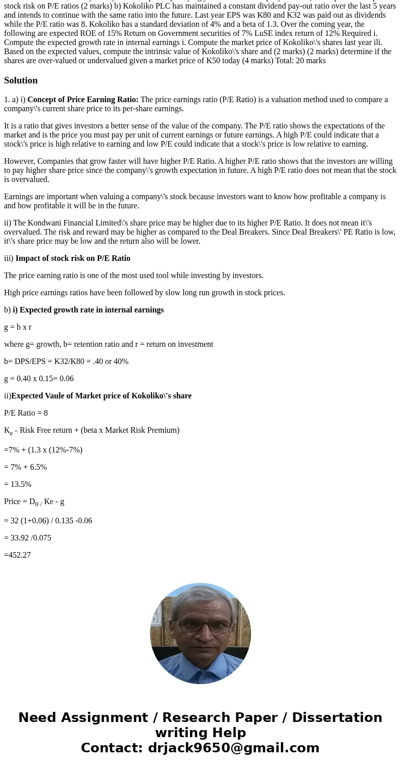 SECTION B: 80 MARKS here are FIVE (5) questions in this section. Choose ANY FOUR (4) questions. Each question carries 20 marks. QUESTION 1: P/E RATIO One of th  SECTION B: 80 MARKS here are FIVE (5) questions in this section. Choose ANY FOUR (4) questions. Each question carries 20 marks. QUESTION 1: P/E RATIO One of th