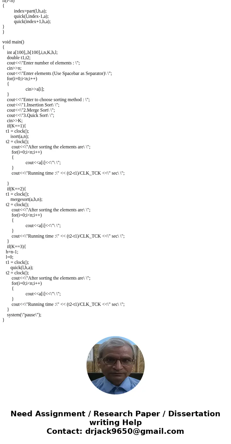 Sorting Algorithms in *(C++)*: The goal here is a comparative experimental study, in terms of running time, of the following 4 sorting algorithms. • Insertion s Sorting Algorithms in *(C++)*: The goal here is a comparative experimental study, in terms of running time, of the following 4 sorting algorithms. • Insertion s