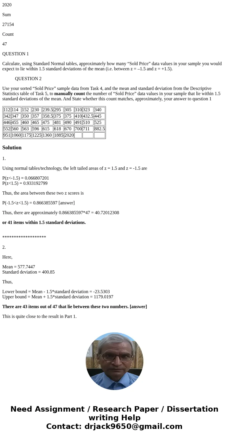 TASK 4 Sold Price’ sorted in order from lowest to highest. 112 114 152 230 239.5 295 305 310 323 340 342 347 350 357 358.5 375 375 410 432.5 445 446 455 460 465 TASK 4 Sold Price’ sorted in order from lowest to highest. 112 114 152 230 239.5 295 305 310 323 340 342 347 350 357 358.5 375 375 410 432.5 445 446 455 460 465