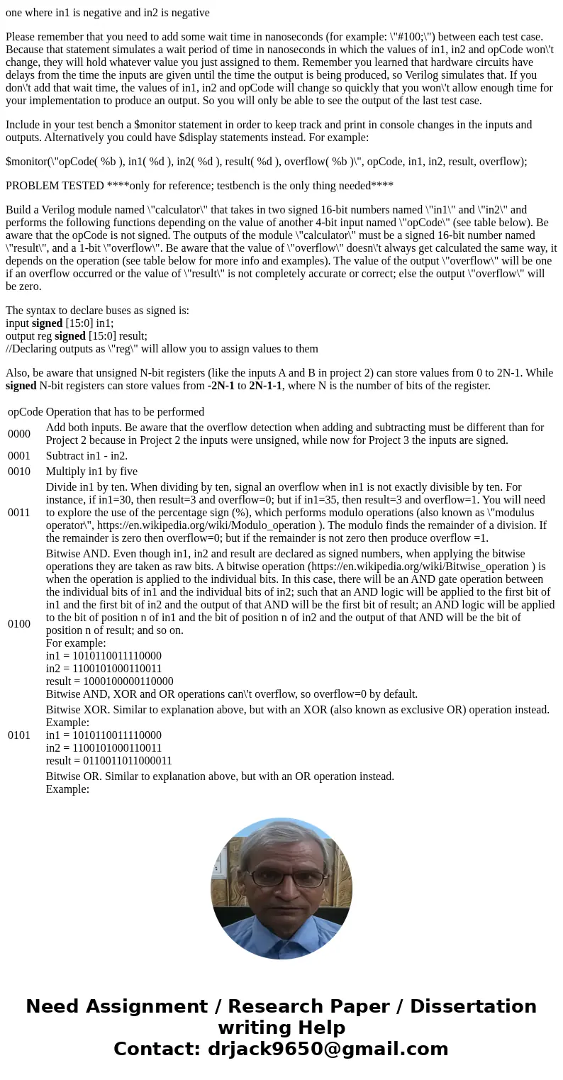 TESTBENCH HELP: You must test all the opCodes. Test when in1 is positive and when it is negative, and when in2 is positive and when it is negative. Test values  TESTBENCH HELP: You must test all the opCodes. Test when in1 is positive and when it is negative, and when in2 is positive and when it is negative. Test values