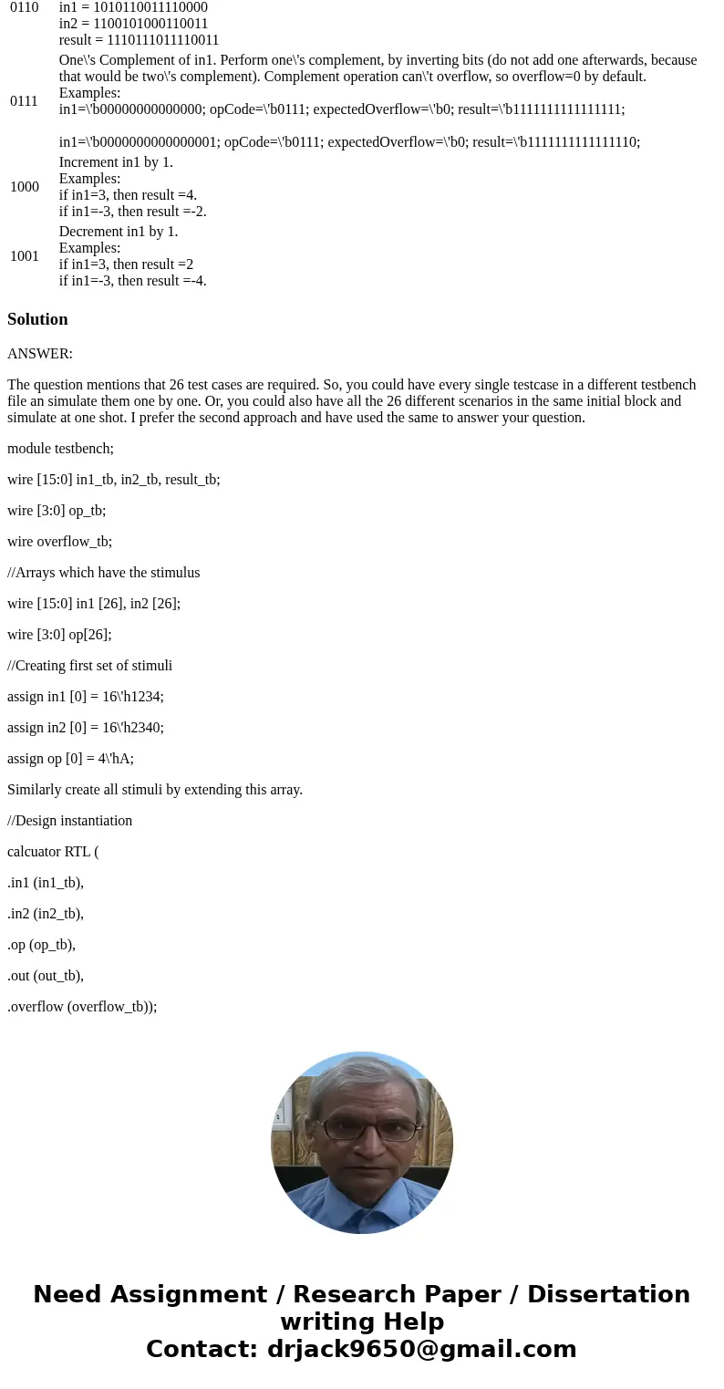 TESTBENCH HELP: You must test all the opCodes. Test when in1 is positive and when it is negative, and when in2 is positive and when it is negative. Test values  TESTBENCH HELP: You must test all the opCodes. Test when in1 is positive and when it is negative, and when in2 is positive and when it is negative. Test values