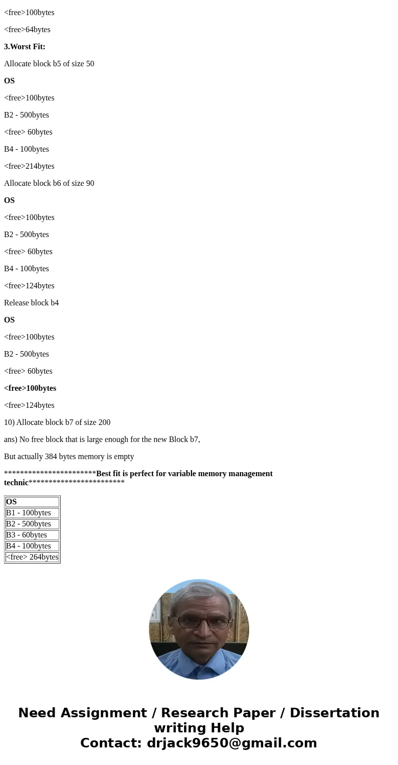 The following sequence of requests (in bytes) is issued to memory management manager with variable programming. 1) Allocate block b1 of size 100 2) Allocate blo The following sequence of requests (in bytes) is issued to memory management manager with variable programming. 1) Allocate block b1 of size 100 2) Allocate blo