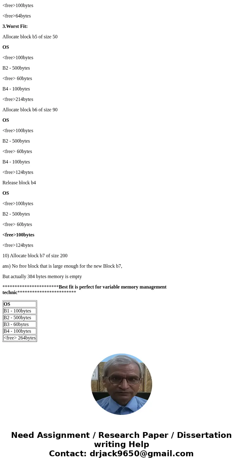 The following sequence of requests (in bytes) is issued to memory management manager with variable programming. 1) Allocate block b1 of size 100 2) Allocate blo The following sequence of requests (in bytes) is issued to memory management manager with variable programming. 1) Allocate block b1 of size 100 2) Allocate blo