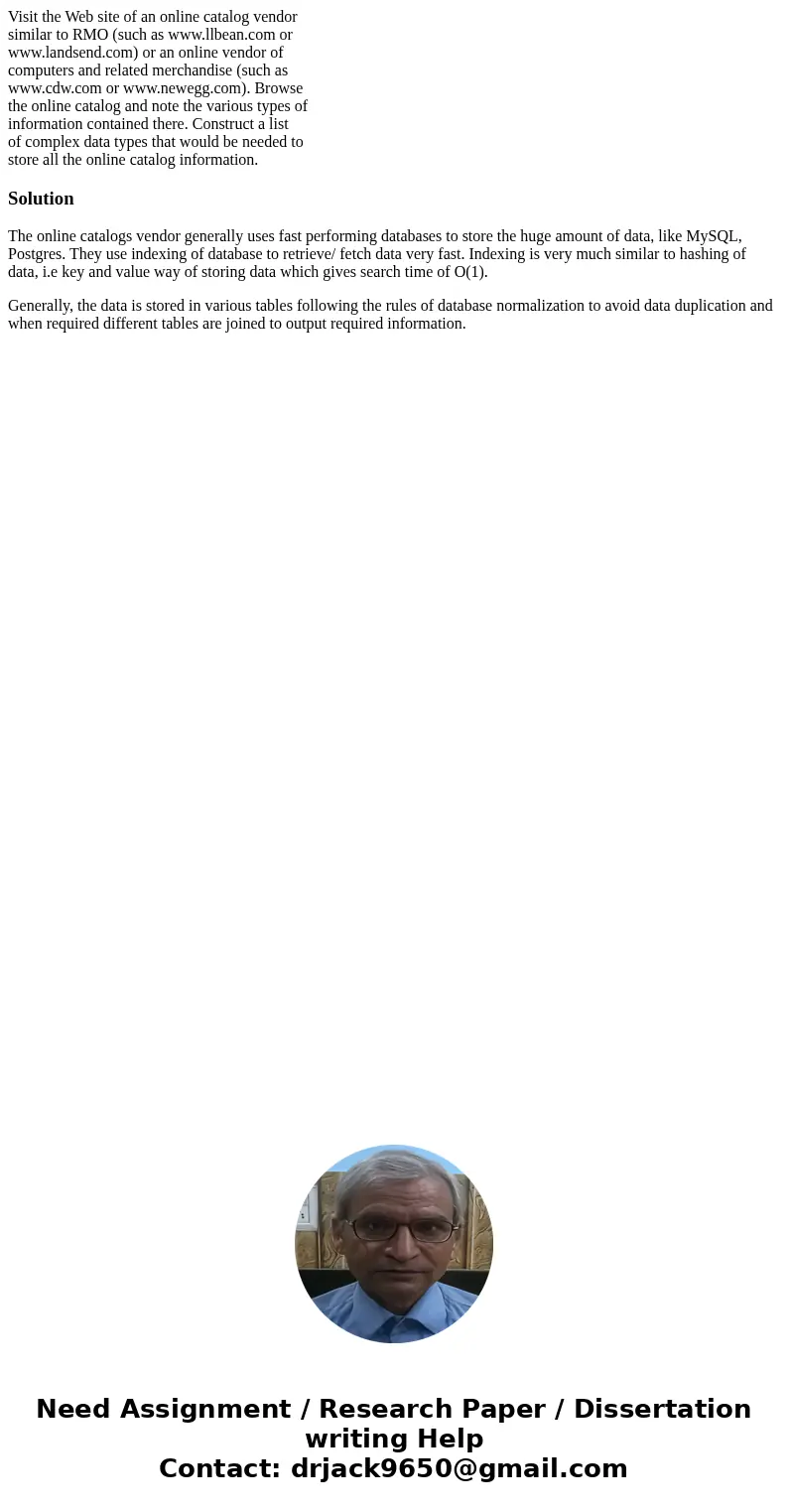 Visit the Web site of an online catalog vendor similar to RMO (such as www.llbean.com or www.landsend.com) or an online vendor of computers and related merchand Visit the Web site of an online catalog vendor similar to RMO (such as www.llbean.com or www.landsend.com) or an online vendor of computers and related merchand