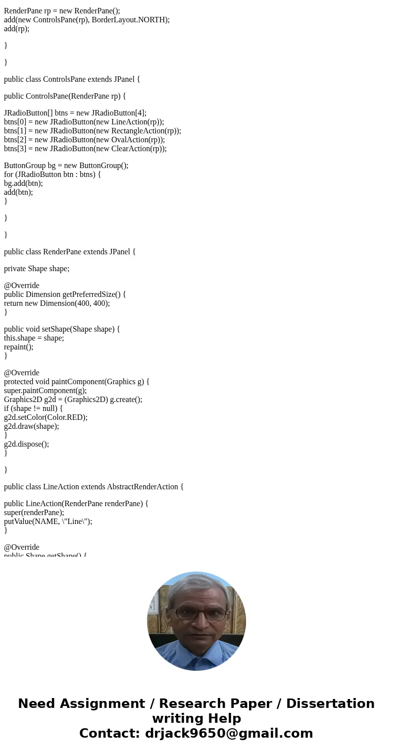 Write a GUI program that draws a rectangle and/or an oval, as shown in the figures below. The user selects a figure from a radio button and specifies whether it