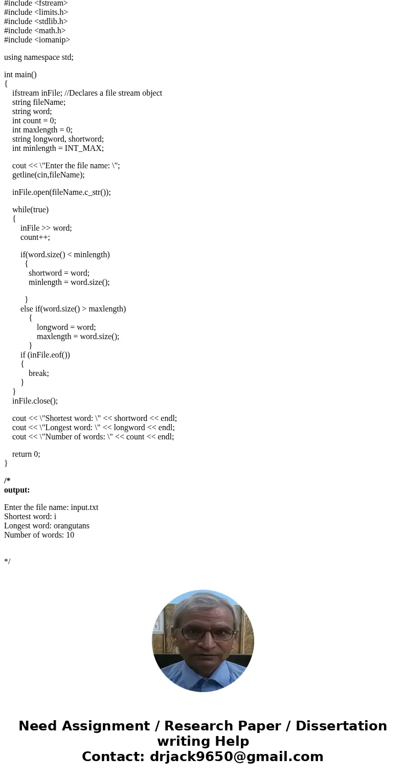 Write a program that: Reads a file of unknown length. You can assume that each line in the file consists only of lowercase letters and spaces. Outputs the short