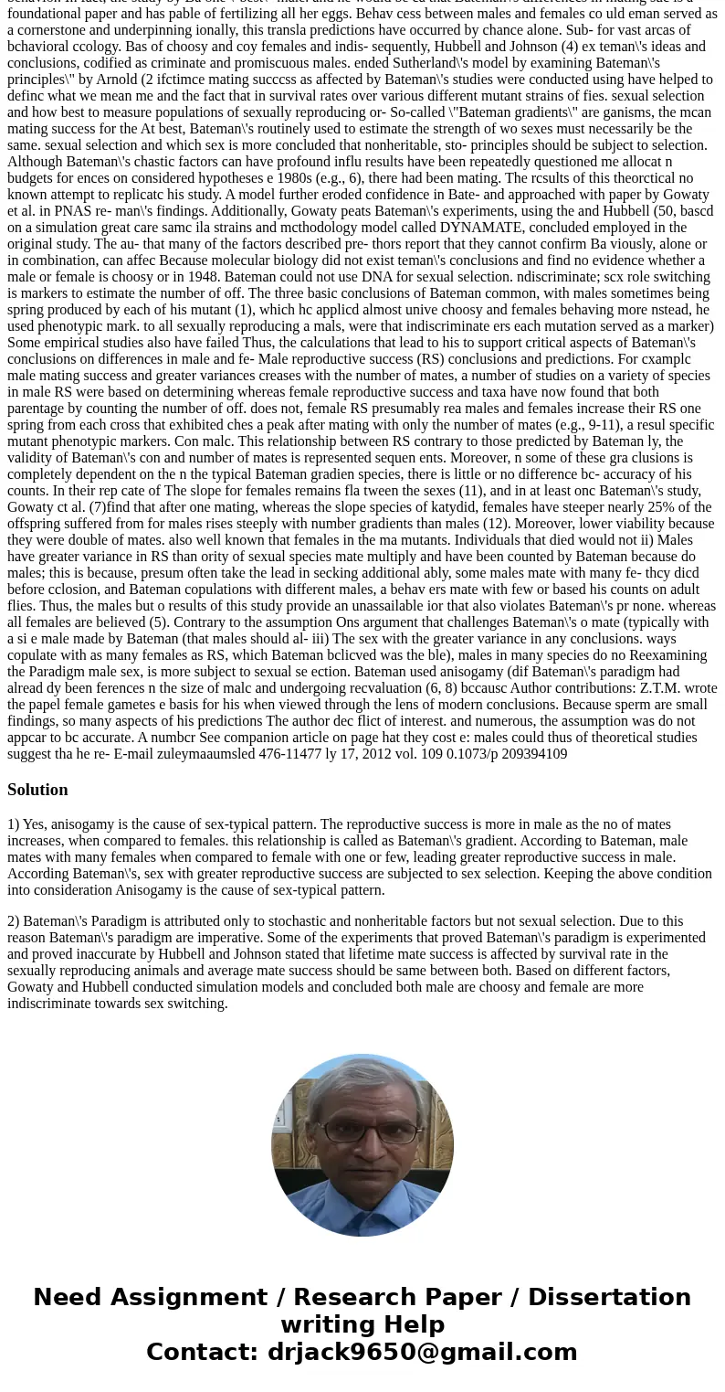1) Consider Bateman\'s 3 \ 1) Consider Bateman\'s 3 \