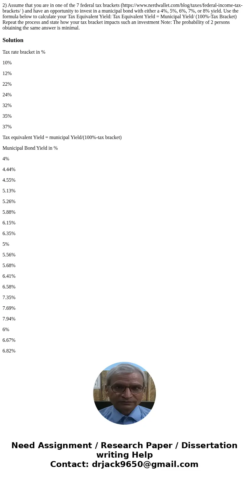 2) Assume that you are in one of the 7 federal tax brackets (https://www.nerdwallet.com/blog/taxes/federal-income-tax-brackets/ ) and have an opportunity to in  2) Assume that you are in one of the 7 federal tax brackets (https://www.nerdwallet.com/blog/taxes/federal-income-tax-brackets/ ) and have an opportunity to in