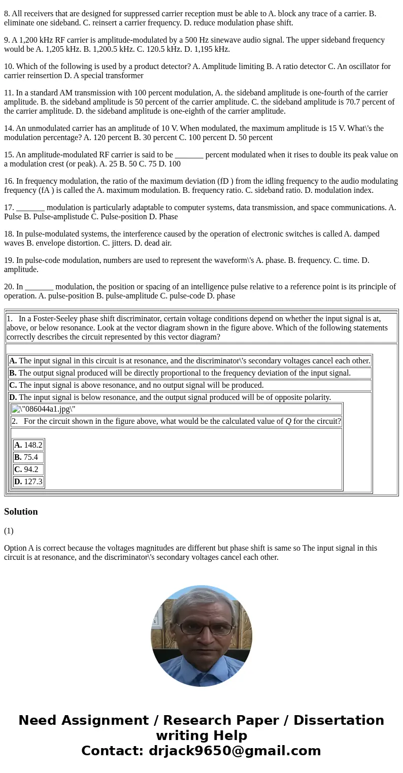 3. In a standard AM broadcasting, the total bandwidth of a broadcast station is _______ kHZ. A. 14 B. 2 C. 5 D. 10 4. The amount of modulation of a carrier is u