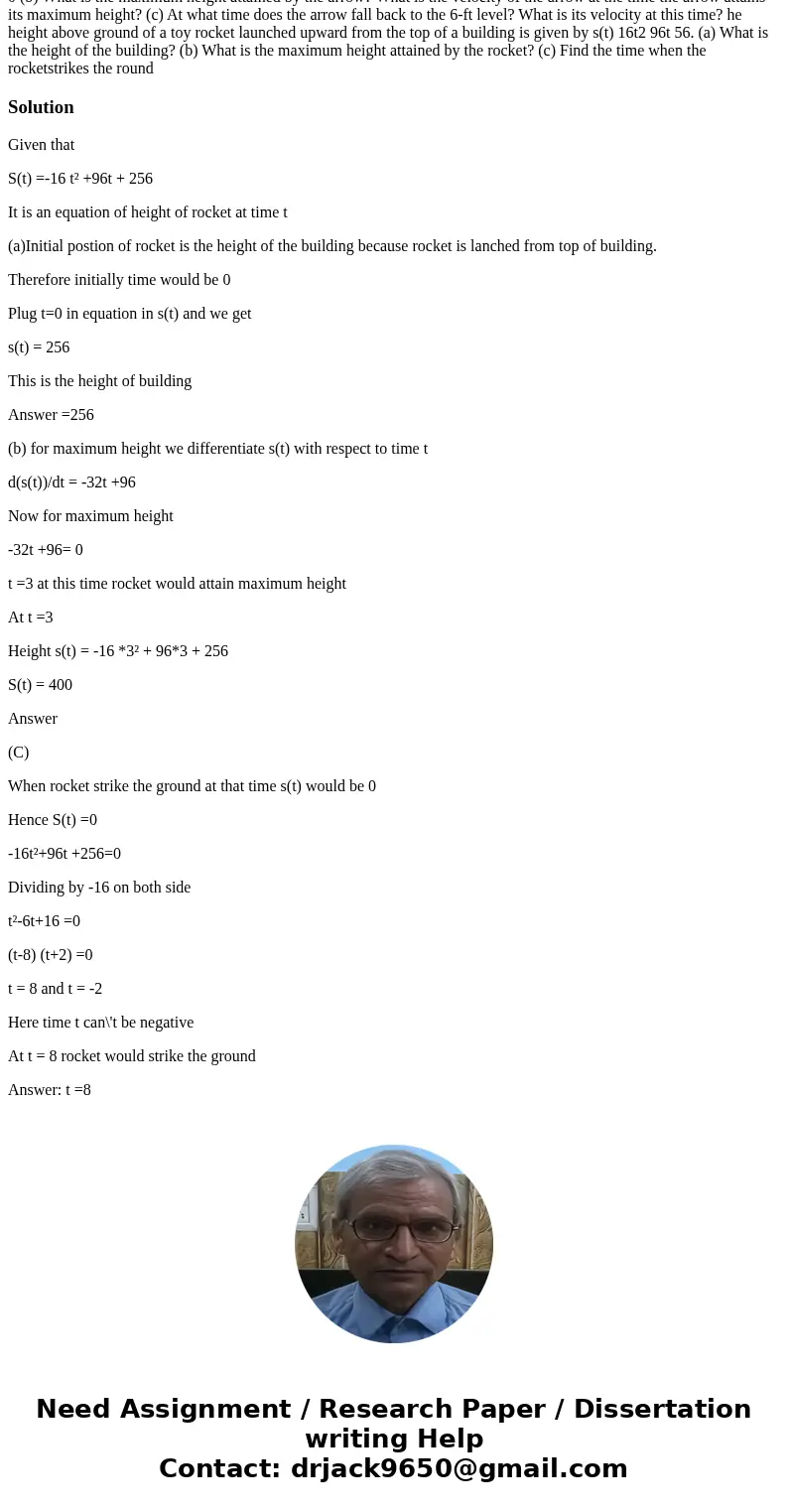 6 ft. 200 ft FIGURE 2.4.19 Arrow in Problem 54 55. An arrow is shot vertically upward with an initial velocity of 64 ft/s from a point above the ground. See FI  6 ft. 200 ft FIGURE 2.4.19 Arrow in Problem 54 55. An arrow is shot vertically upward with an initial velocity of 64 ft/s from a point above the ground. See FI