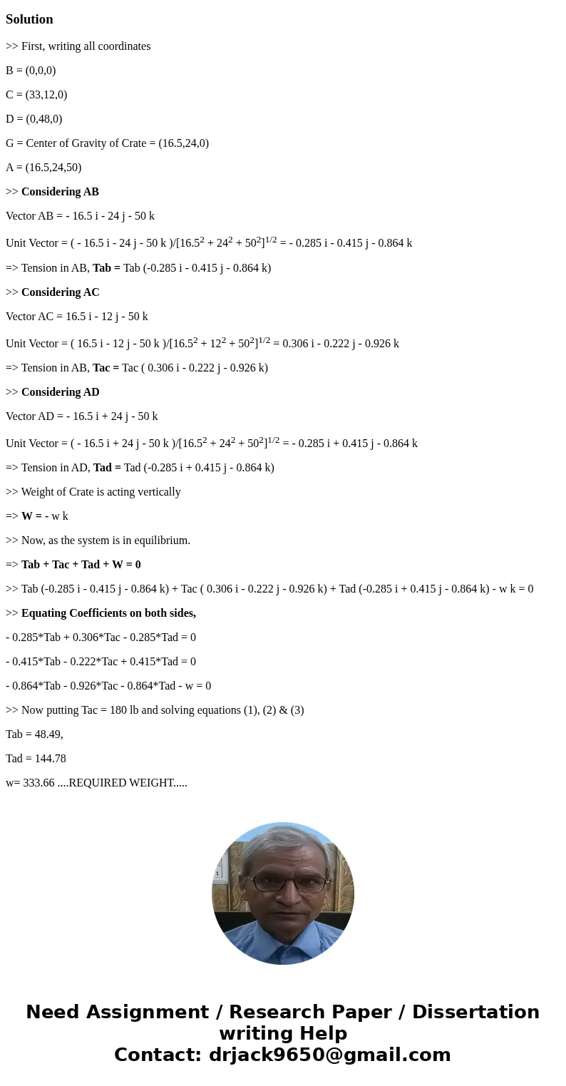 A crate is hung by ropes attached to a steel ring. Assume that the center of gravity (CG) of the crate shown lies at its geometric center, and that ring A lies  A crate is hung by ropes attached to a steel ring. Assume that the center of gravity (CG) of the crate shown lies at its geometric center, and that ring A lies