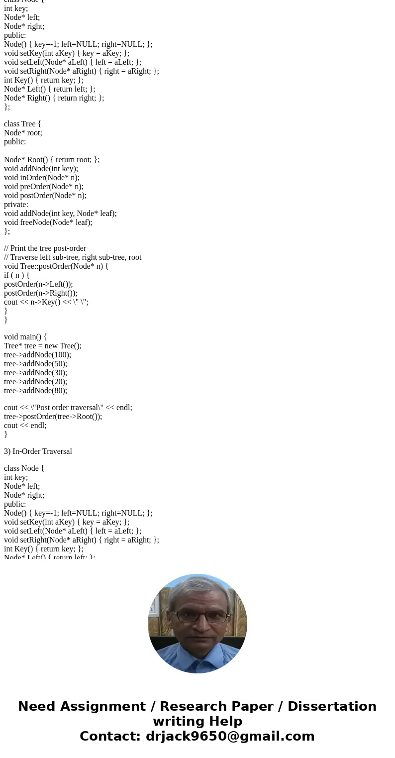 Construct a program to parse a birary expression trees using: Construct a program to parse a binary expression trees using: preorder transversal postorder trans