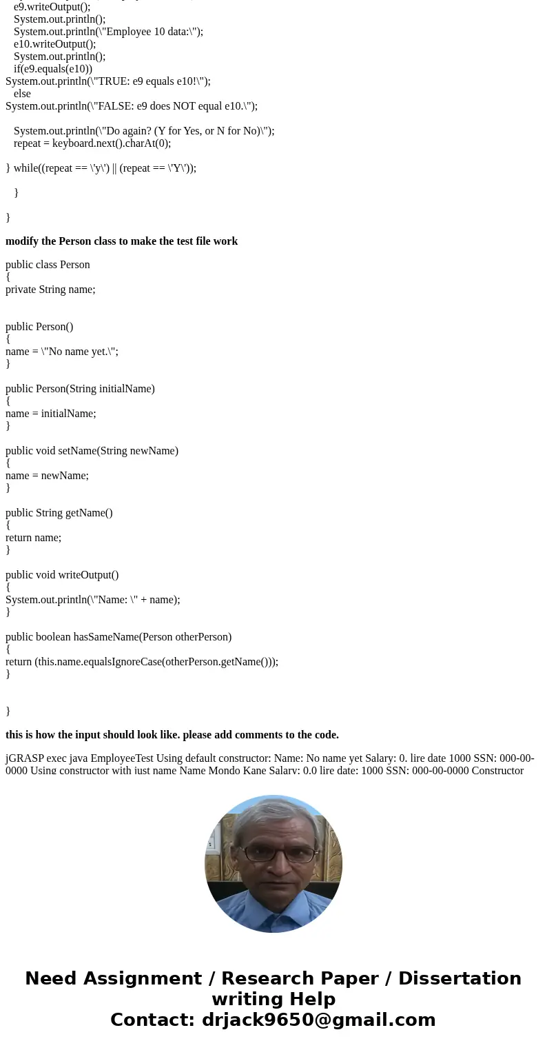 define a class name Employee whose objects are records for employee. Derive this class from the class person given in the listing 8.1. An employee record inheri define a class name Employee whose objects are records for employee. Derive this class from the class person given in the listing 8.1. An employee record inheri