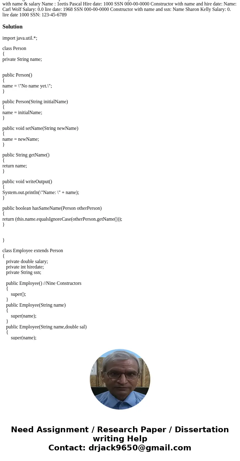 define a class name Employee whose objects are records for employee. Derive this class from the class person given in the listing 8.1. An employee record inheri define a class name Employee whose objects are records for employee. Derive this class from the class person given in the listing 8.1. An employee record inheri